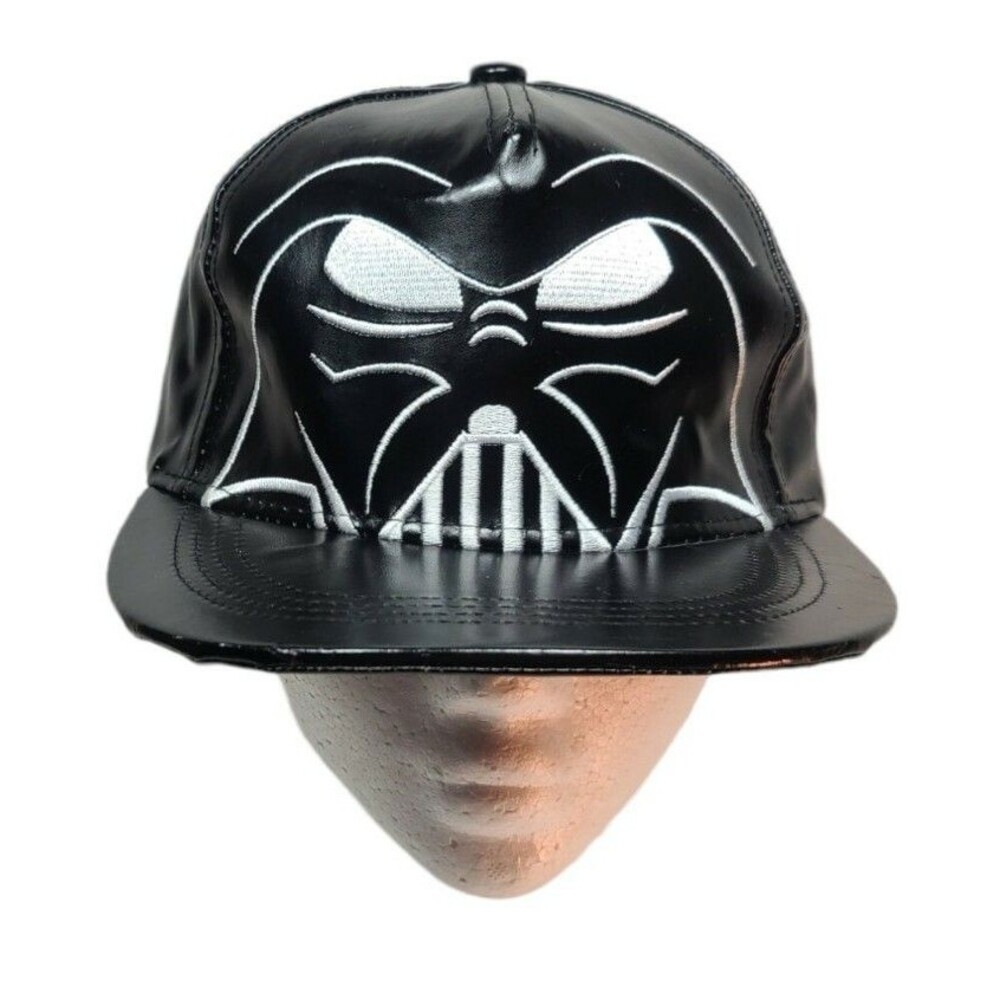 Darth Vader Baseball SnapBack Cap Flat Bill Faux Leather Embroidered Star Wars - Picture 3 of 7